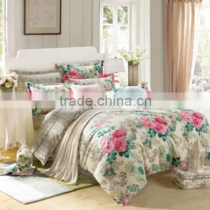 Modern Floral Printed Two Colors Bed Linen Sets 100% Cotton Flat Sheet Set All Size thumbnail-5