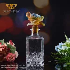 Square Restaurant Bar Home 700ml/750ml Dining Glass Bottle Liquor Gift Set With Stopper Cap Manufacturer thumbnail-2