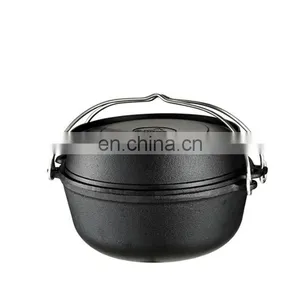 Spot Cast Iron Stew Japanese Soup Outdoor Picnic Boiled Water Hanging Stew Roast Chicken Pig Iron Dutch Hot Pot thumbnail-3