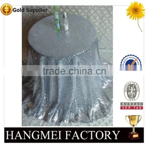 New Cheap Hot Sale Fancy 100% Polyester Embroidery Metallic Sequence Wedding Silver Sequin Table Cloth thumbnail-1