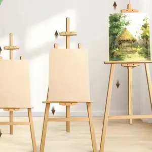 Painting Wood Easel Adjustable Wooden Easel Natural 145cm Foldable Beech Wood Easel thumbnail-4