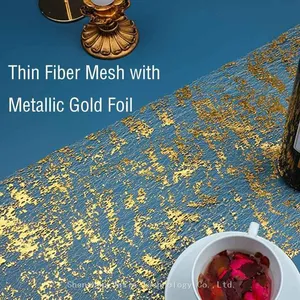Wholesale Flower Wrapping Mesh Gold Metallic Table Runner Rolls for Wedding Event Decor thumbnail-5
