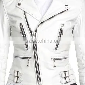 Classic British Style Womens Leather Motorcycle Jacket thumbnail-1
