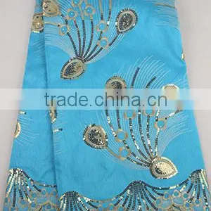 African Raw Silk George Fabric Sequin Embroidery Fabric Lace for Lady Dress GP1002 thumbnail-3