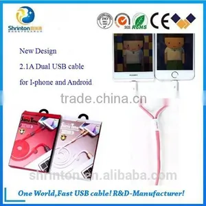 Colorful 2 in 1 Remax Usb Data Cable 2 in 1 Multi Charger Cable With High Quality thumbnail-3