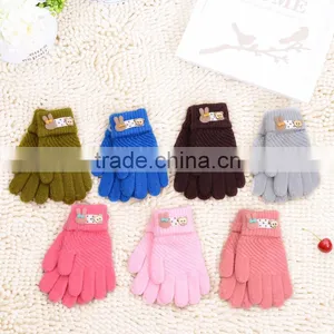 Children Warm Cartoon Knitted Gloves, Full Finger Lovely Gloves thumbnail-1