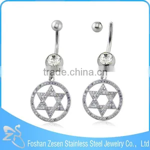 Stainless Steel Crystal Women Belly Ring Dangling Elephant Body Piercing Jewelry thumbnail-5