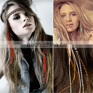 2016 Fashion Grizzly Real Natural Feathers Hair Extension Clip in Feathers Hair Extension thumbnail-1