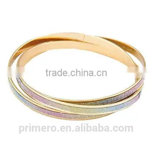 Fashion Discount Three Circle Matte Silver Gold Bracelets Wrapped Bangles thumbnail-4