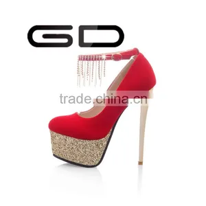 Newest Suede Leather High Heels Platform Single Shoe for Evening Dress thumbnail-5