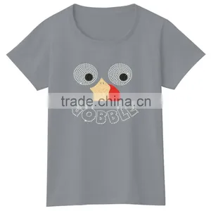 Funny Cute Pattern Ironed With LEAD FREE Rhinestone Motif Women Girls Black Grey t Shirt thumbnail-2