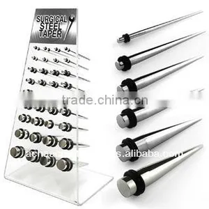 Display With 36 Pcs. of Surgical Steel Tapers With Double Rubber O-ring - Size 14g to 00g (1.6mm-10mm) thumbnail-1