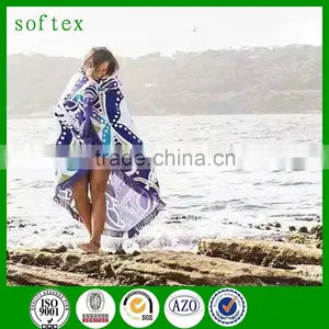 100% Cotton Large Aztec Round Beach Towel With Tassle thumbnail-1
