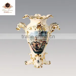 Luxury Ceramic European Hand Painted Decorative 16"flower Vase Pot thumbnail-1