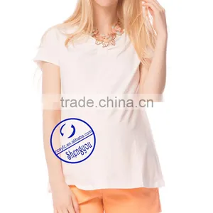 Custom Wholesale 100 Cotton Plain Short Sleeve Maternity t Shirt thumbnail-2