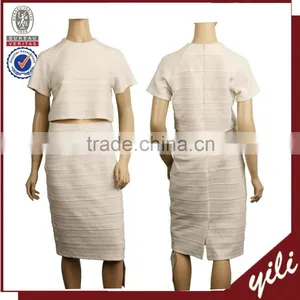 Two Pieces Short Sleeve Top Tube Long Skirt Suit Ladies Long Knit Skirt Suits WS150832518 thumbnail-1