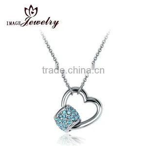 Silver cz Lovers Necklace Pendant for Girl thumbnail-1