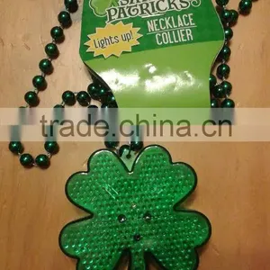 LED Light up SHAMROCK Necklace for st Patrick's Day thumbnail-3
