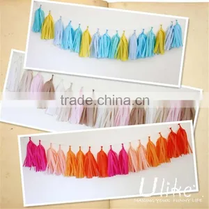 Bulk Diy Tissue Tassel Garland Elegant Colorful Gold and Silver Outdoor Diy Tassel Garland. thumbnail-5