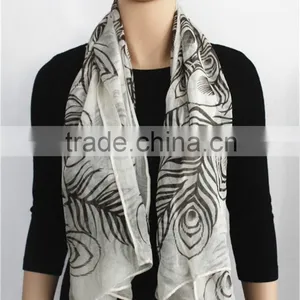 Peacock Printed Square Modal Scarf thumbnail-2