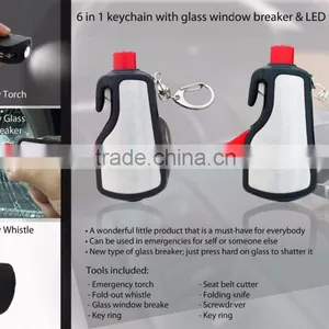 6 in 1 Keychain With Glass Breaker and Led Torch thumbnail-1