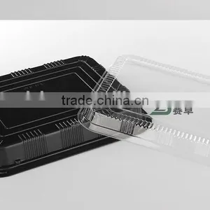 Leakproof Design 500ml Black Base Disposable Sushi Box With Clear Lid thumbnail-3