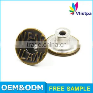 Wholesale Custom Anti Brass Metal Free Sample! Metal Button Snaps for Leather thumbnail-2