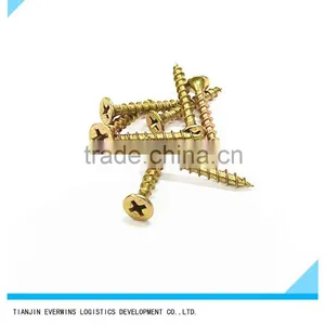 Countersund Head Brass Plated Screws Phillips Head Coarse Thread Drywall Screws thumbnail-5