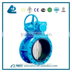 China Manufacturer Double Flanged Rubber Butterfly Valve With Hand Lever and Worm Gear thumbnail-1