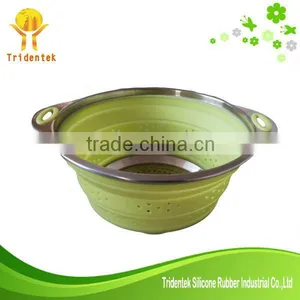 Wholesale Food Grade Stainless Steel Handle and Collapsible Silicone Steamer thumbnail-1