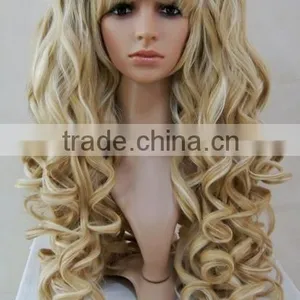 Cosplay Costume Long Blond Kinky Wig With Two Ponytail N375 thumbnail-1