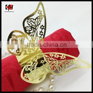 High Quality Golden Butterfly Paper Napkin Rings for Weddings thumbnail-1