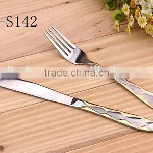 Modern Gold Plated Handle Stainless Steel Tableware Set - KX-S142 thumbnail-1
