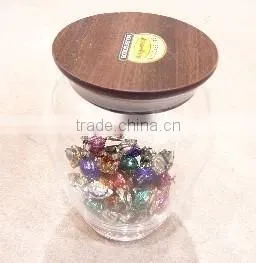 Airtight Canister With Wooden Lid For Food, Clear Glass Canister With Wood Lid For Food, Clear Canister, Wood Lid thumbnail-1