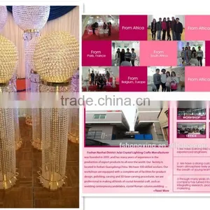 Gold Crystal Pillars for Wedding Stage Walkway Decorations thumbnail-2