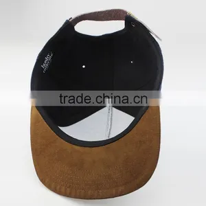 Plain Suede Brim 5 Panel Hat With Woven Patch thumbnail-6