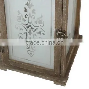 New Design Wooden Lantern With Silk Printing Glass thumbnail-6