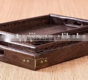 Japan Market Antique Paulownia Wood Tray,burn Wood Tray,antique Square Tray thumbnail-2