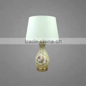 Metal Base In Antique Brass Ceramic Body With Fabric Lampshade Modern Stlyle Decorative Table Lamp thumbnail-1