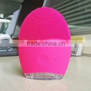 Rechargeable Silicon Face Cleanser Water-proof Vibrating Facial Massager With Red&blue Light thumbnail-2