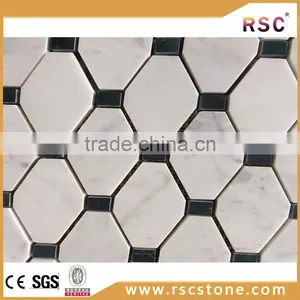 Octangle Bianco Carrara Venato Marble Mosaic thumbnail-1