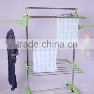 Hanging Clothes Drying Hanger Laundry Rack With Storage Shelf thumbnail-1
