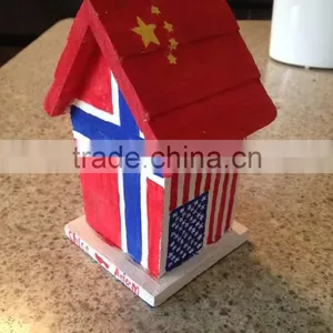 Small Handmade Decorative Wood Craft Bird House Model Wholesale thumbnail-2