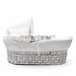 Cheap Large White Bassinet Wicker Baby Baskets for Sale thumbnail-1