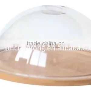 Glass Cheese Dome With Bamboo Board thumbnail-1
