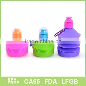 BPA Free Candy Color Folding Bottle With Carabiner Two Cap thumbnail-1