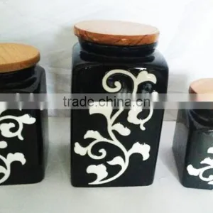 Ceramic Black Relief Sculpture Storage Jar With Silicone Seal thumbnail-5