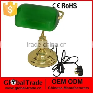 RETRO CLASSIC BANKERS LAMP TABLE DESK LIGHT POLISHED BRASS GREEN SHADE TILT HEAD H0095 thumbnail-1