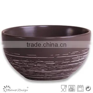 Round Shape Ceramic Rice Bowl With Silk Screen Antique Brush thumbnail-3