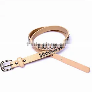 New Designed Fashion Rivet Decorated Lady Thin PU Waist Belt thumbnail-2